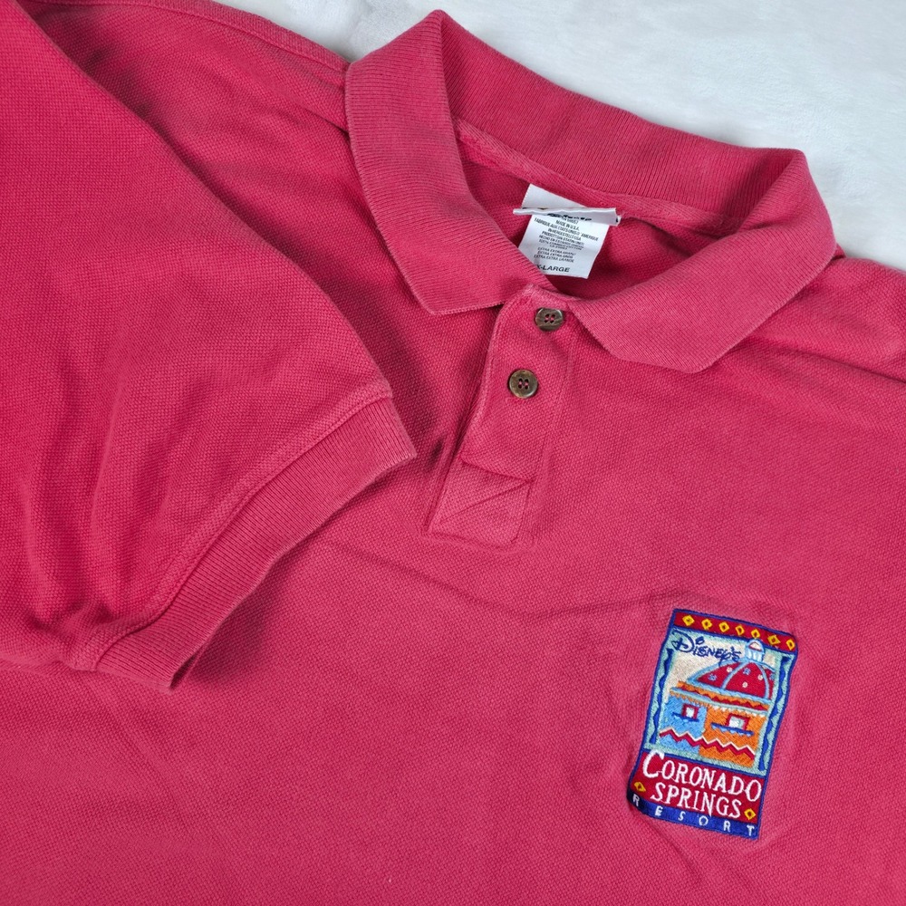 Vintage 90s Disney Polo Shirt Mens XXL Pink Coronado Springs Resort Made In USA